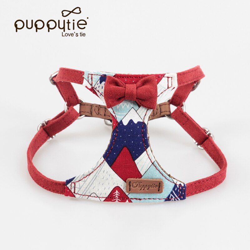 Printed Small Dog Harness Vest with Bowtie Soft Padded for Puppy Pet Dog Walking Training Harness Yorkshire Chihuahua Accesorios: red / M