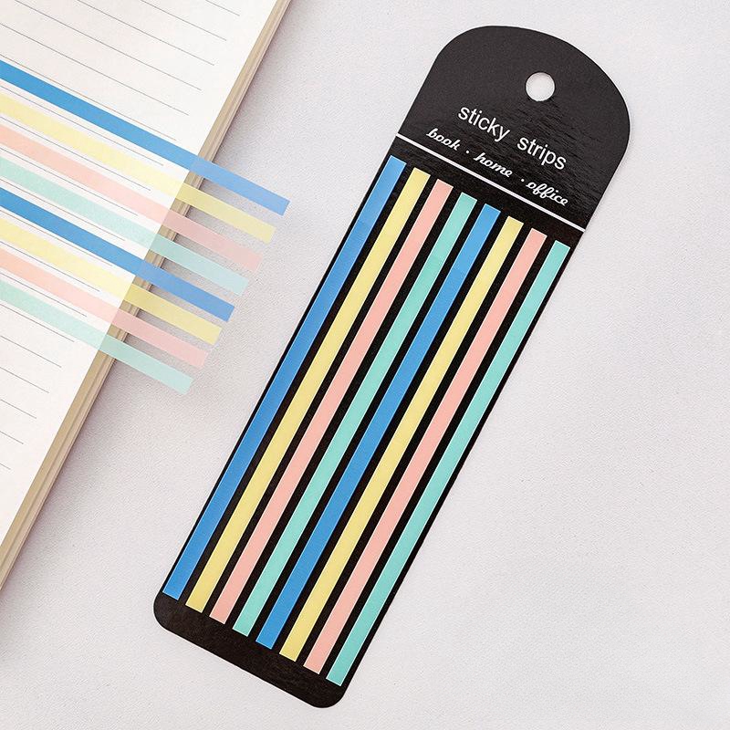 Pegatinas de índice de tiras largas multicolores, pestañas de índice grabables para anotaciones de libros, cinta resaltadora de macarrón para memoria de notas: Blue