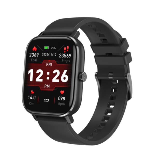 UTELITE DT35 + Clever Uhr Männer Frauen 1,75 zoll Bildschirm Bluetooth Anruf IP67 DT35 Plus Uhren EKG PPG Fitness Tracker PK P8 Plus p9: Schwarz Silikon