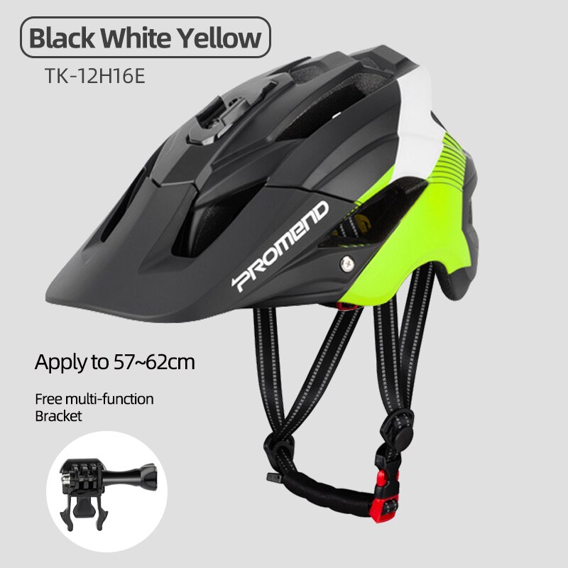 PROMEND – casque de vélo de descente, lumières LED, gopro, support de caméra, pour cyclisme sur route, Sport de plein air, équitation, pour hommes: Black Y