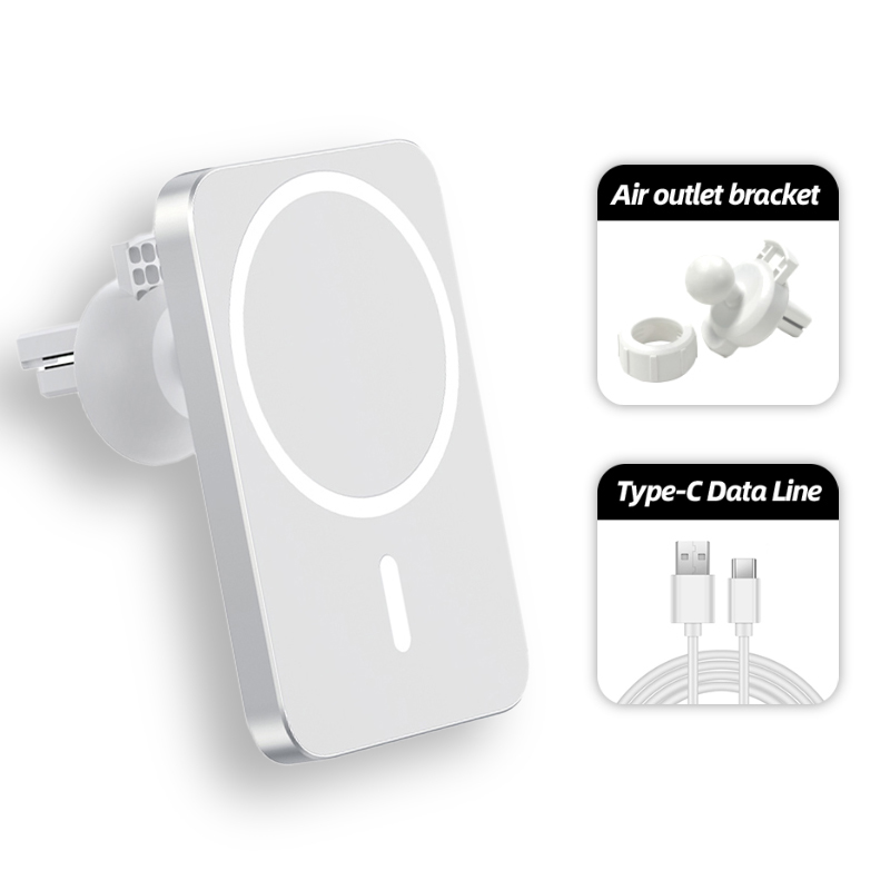 Drahtlose Ladegerät mag Für Sicher Für iPhone 12 13 Profi Max Auto Telefon Halfter Magnetische Ladegerät 15W QI Schnelle Ladung Drahtlose Ladegerät: N16 Weiß