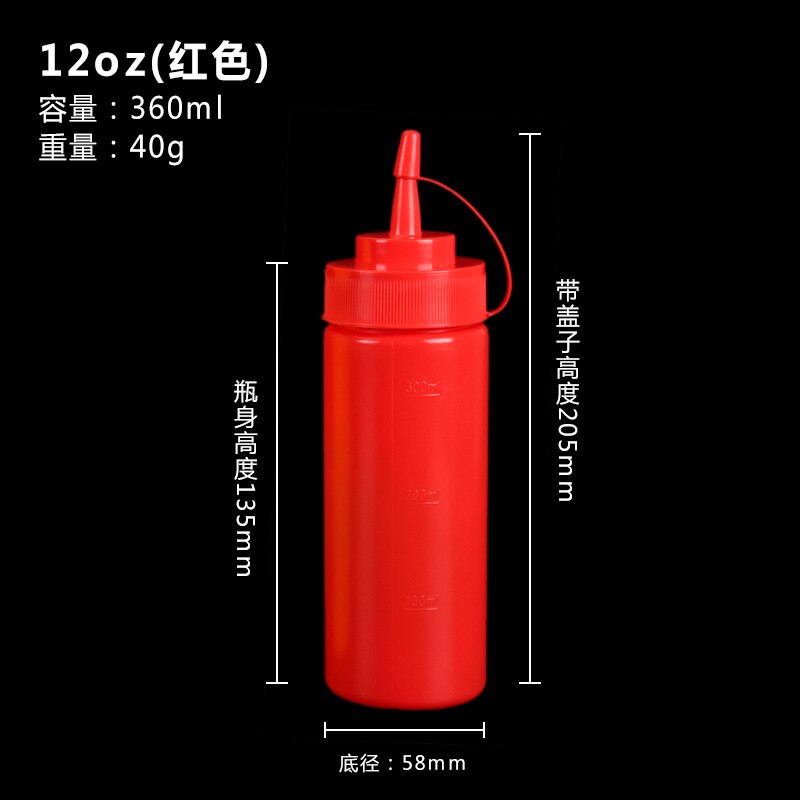 8oz 12oz elastyczna butelka plastikowa sos ocet olej Keczup sos Cruet akcesoria kuchenne sosjerka plastikowy dozownik przypraw: 12oz czerwony