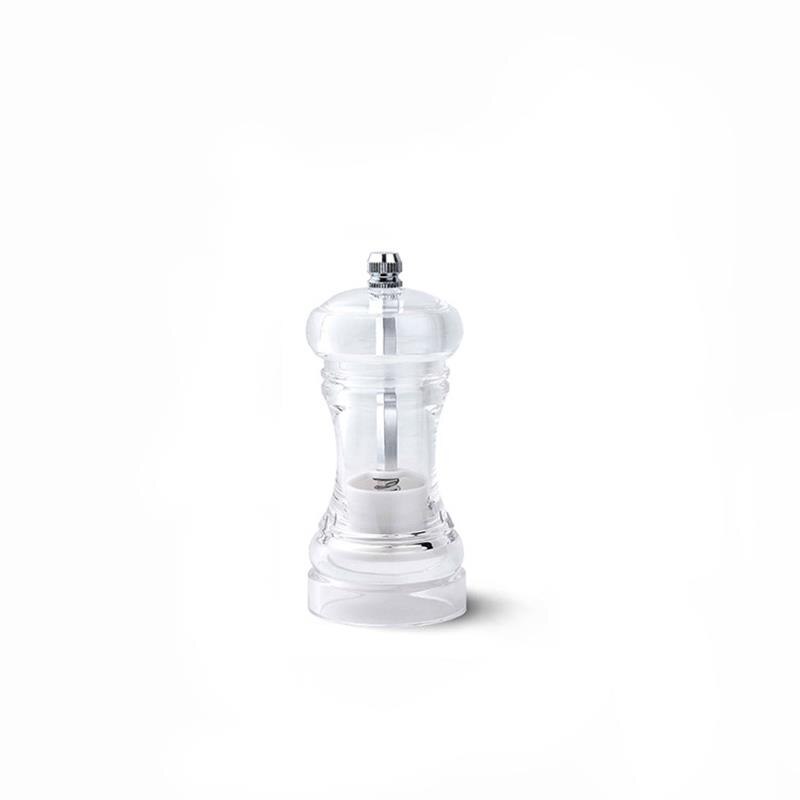 Acrylic Combo Pepper Mill and Salt Shaker with Adjustable Coarseness Ceramic Mechanism Easy to Use: 4 inch