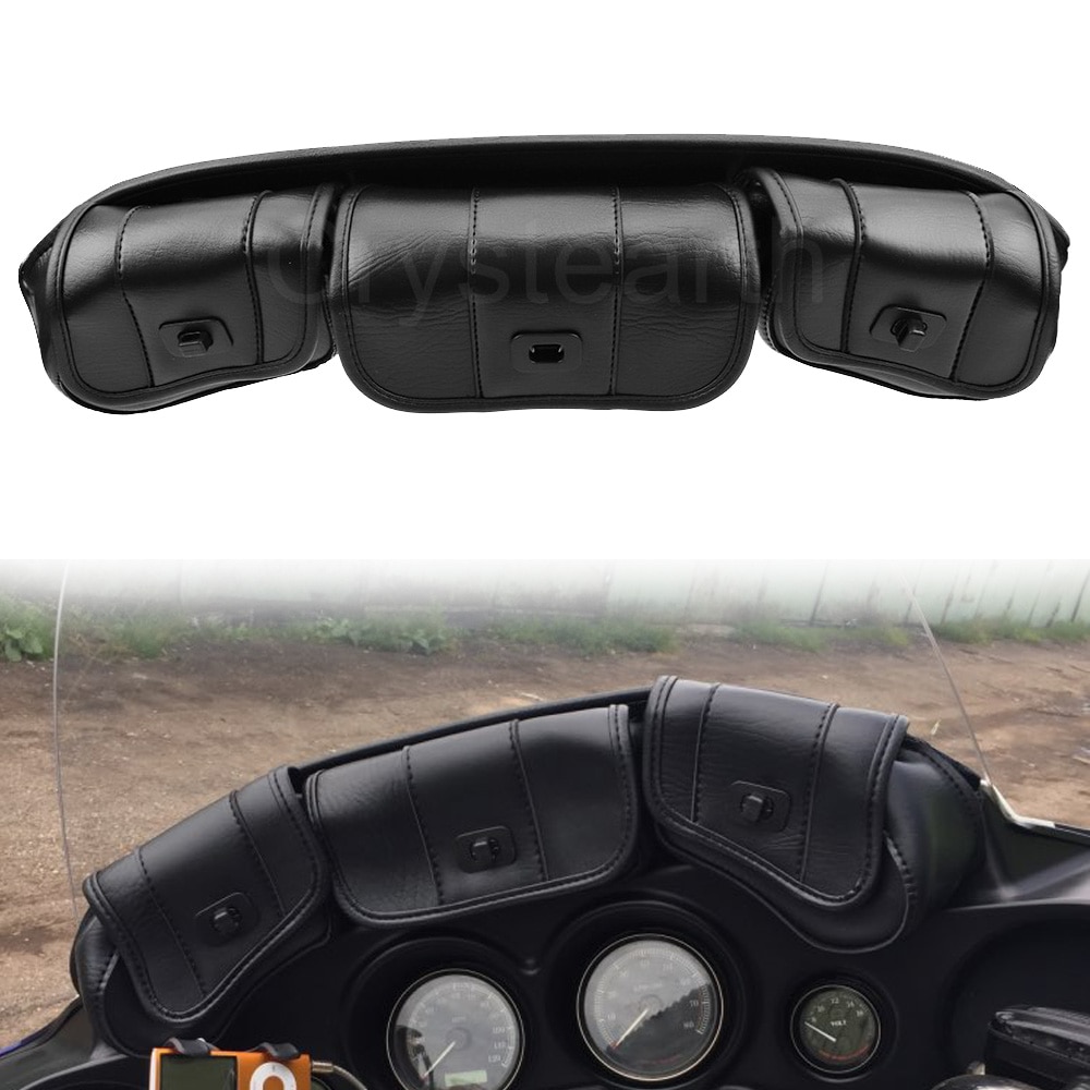 Motorrad 3-Tasche Windschutzscheibe Tasche Windschutz Für Harley touren Electra Straße gleiten FLHX FLHT FLHXS FLHTK FLHTCU 1996