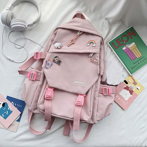 Grande Capacità Carino Zaino Donna 2020 Ins Schoolbag per Ragazzi Femminile Coreano Harajuku Studenti Delle Scuole Superiori Zaino Delle Signore Blu: pink without toy