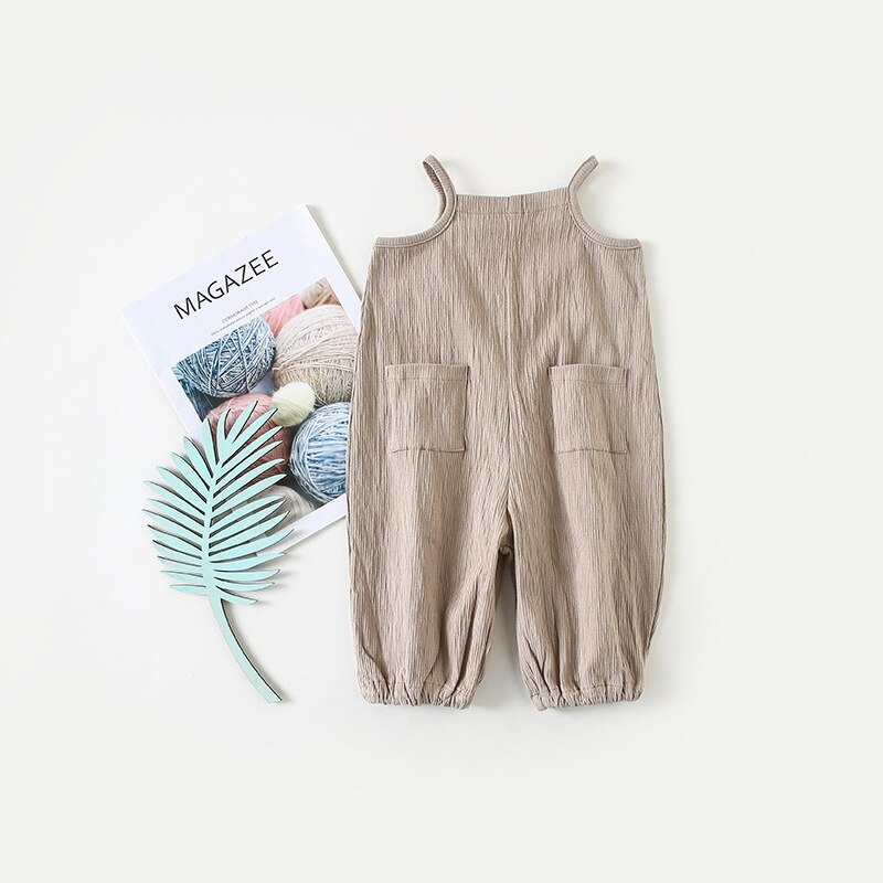 Salopette en coton pour enfants | Salopette colorée, couleur unie, pantalon à bretelles, pour bébés garçons et filles, pantalon décontracté et ample, printemps automne: khaki / 12M