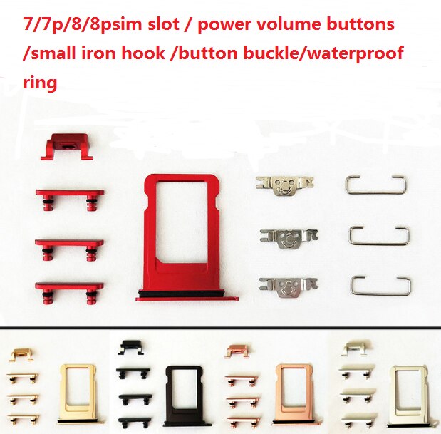 Per iphone 7 plus di alta qualità sim slot/pulsanti del volume di potere/piccolo gancio di ferro/pulsante fibbia/impermeabile anello di un set