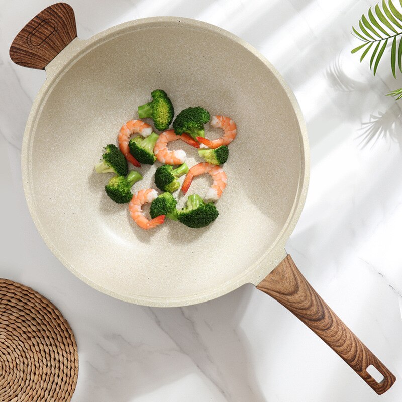 aluminum non-stick pan multi-functional Japanese style ripple woks modern luxury maifan stone cookware with lid