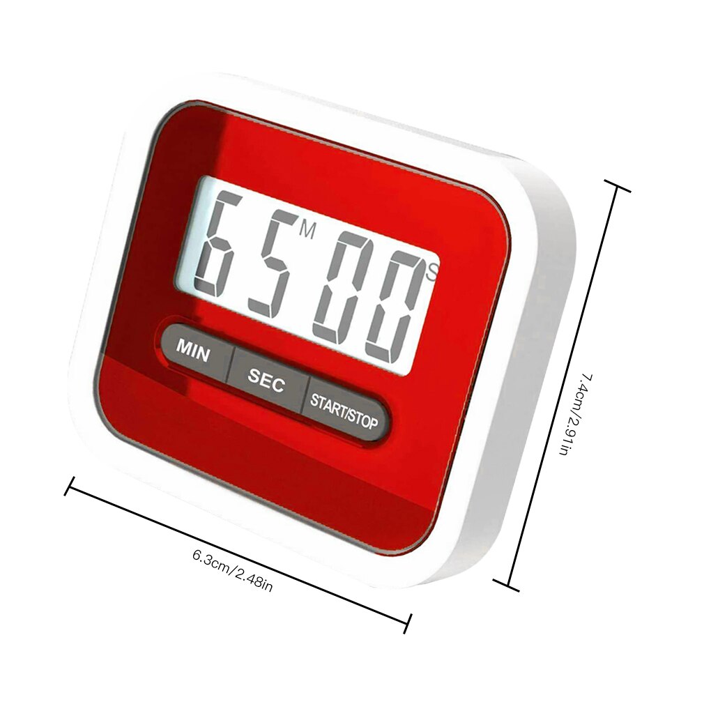 LCD Digital Display Timer Multifunctional Portable Kitchen Timer With Alarm Countdown Function Cook Timer 0-99:59: Red