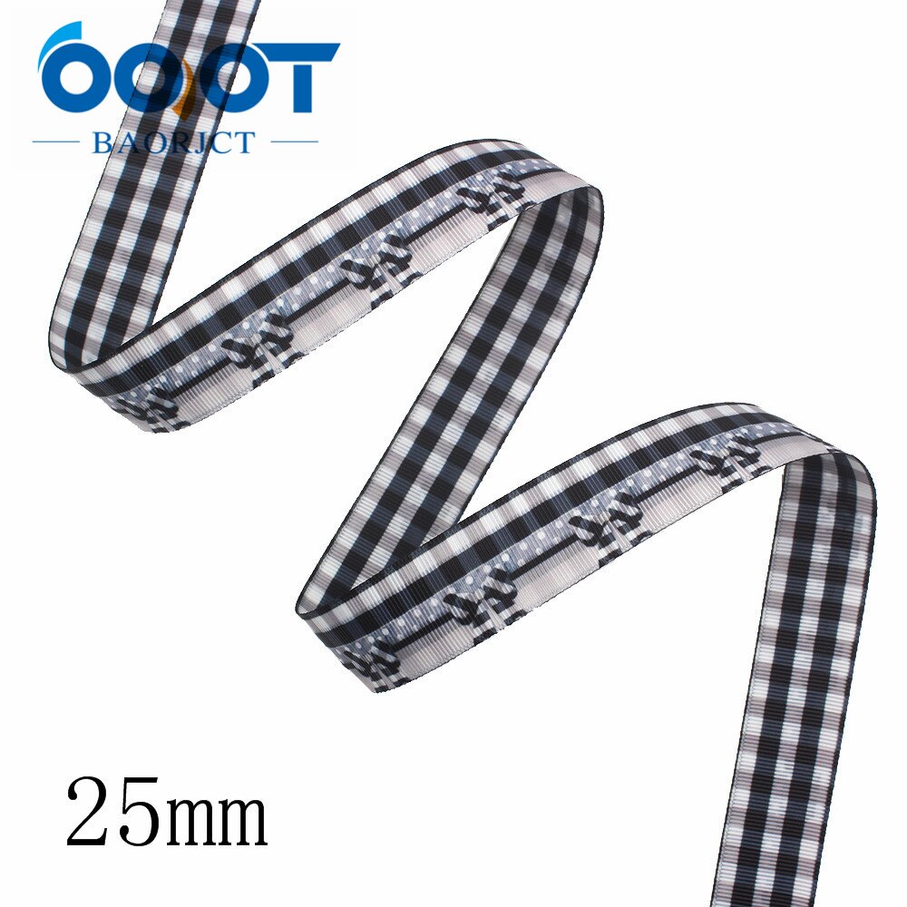 Ooot baorjct i -191227-2834,25mm 10 yards dubbelsidiga geometriska galler rosettband, rosett, kläder, festpyssel dekorationer