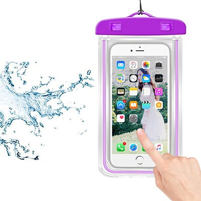 3.5 -6 inch Universal Waterproof Case Phone Dry Bag Swimming Underwater Mobile Phone Holder Cover for Outdoor Activities: purple bag