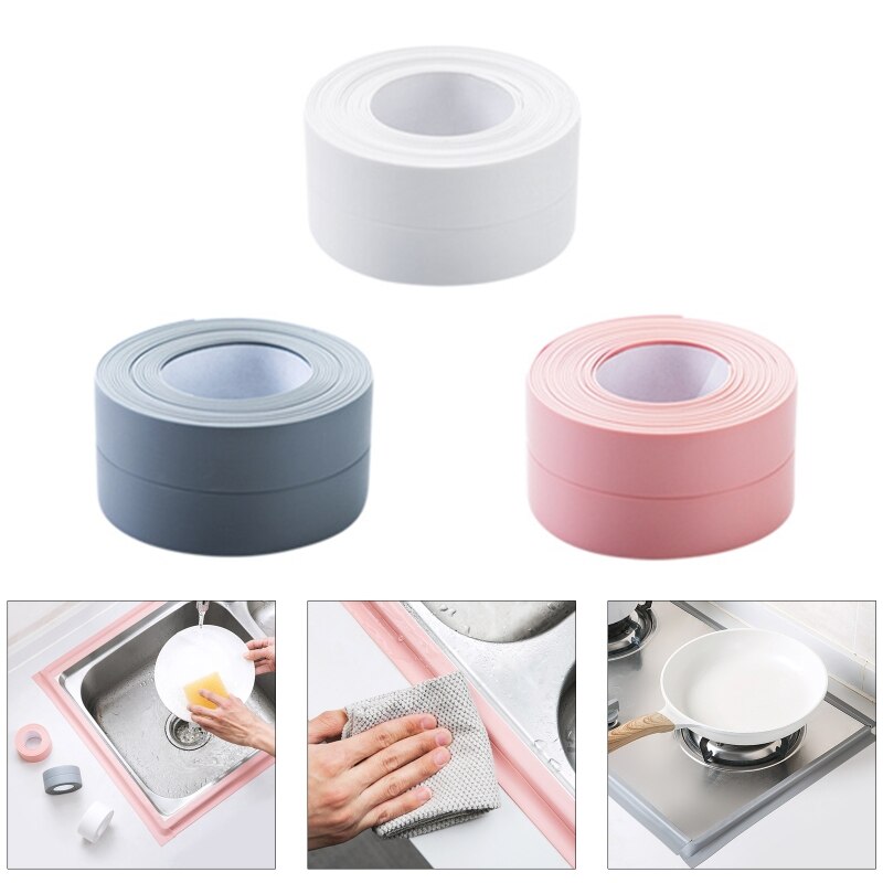 Home Kitchen Waterproof Anti-moisture Self Adhesive Stickers Bathroom Wall Corner Line Sink Wash Basin Tape Sealing Decal