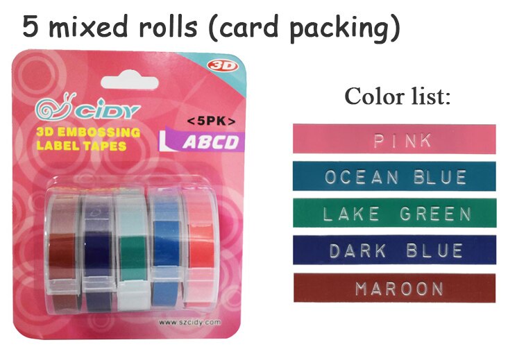 CIDY Mini Portable Printer DIY Handhold Typewriter Label Maker for MOTEX E101 Lettering Machine for 3D Embossing Manual Tape: 5mixed color C