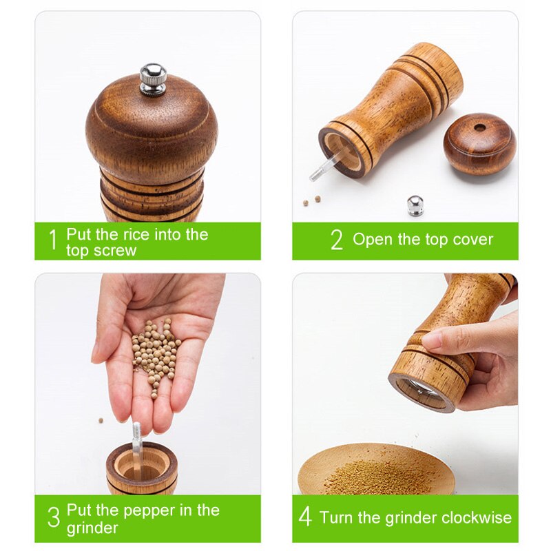 Moulin à poivre céramique en bois | 1 pièces moulin à sel, broyeur en céramique outils de cuisine durables réglables par la main, JAN88