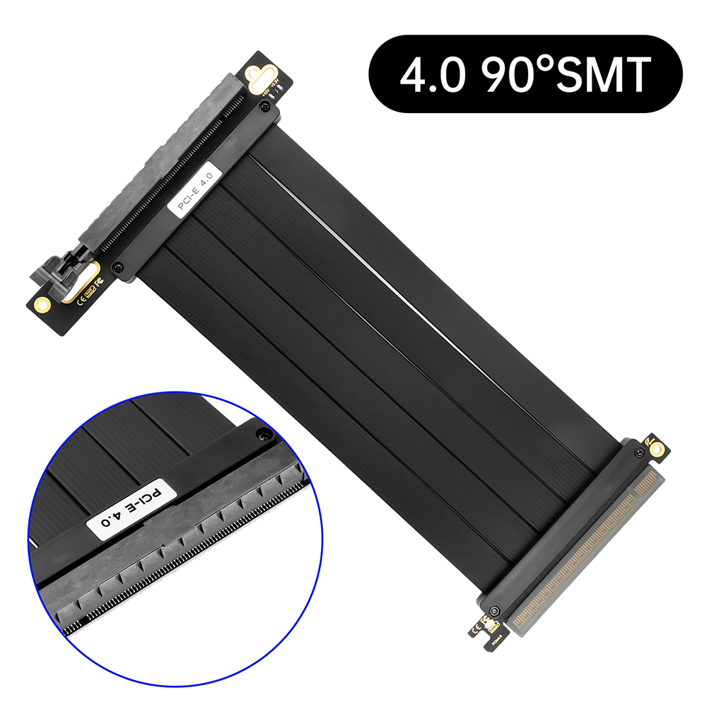 Pci -e 4.0 3.0 16x stigerør-kabel 200mm 90/180- gradere skjermkortforlengelse skjermet fleksibel montering gpu-forlengelseskabel ledning: Sølv