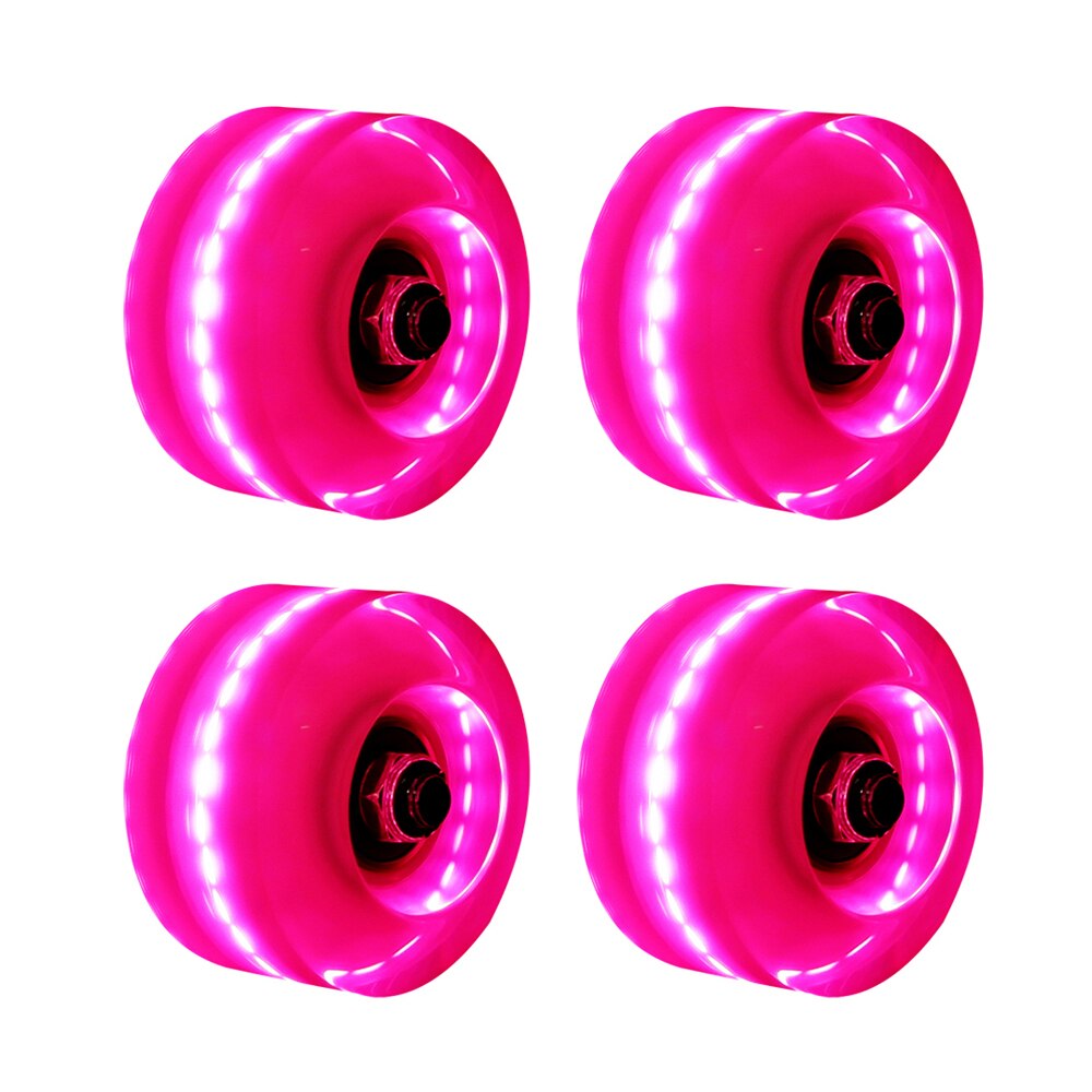4PC Double Row Wheel Slide Shoes Light Wheel Four Wheel Roller Skate Flash Wheel Skates Roller Double Row Roller Skates: Pink