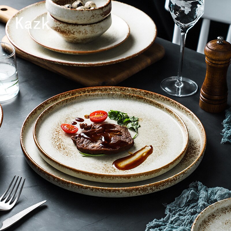 Vintage Ceramic Dinner Plate Home High-end Tableware Steak Plates and Bowls Dessert Dishes Breakfast Dish Milk Mug