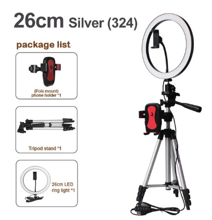 26CM LED Ring Light Photography Kit Photo Studio Camera Light Makeup Video live Selfie Fill Lamp with Phone Clip Holder Tripod