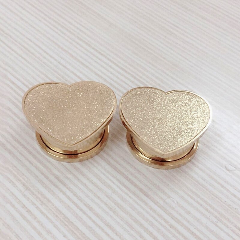 Pair Screw Heart Shape Ear Tunnels Plugs Ear Gauges Reamer Stainless Steel ear expander Body Piercing Jewelry8-18mm