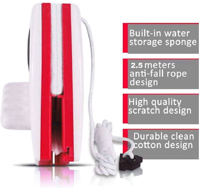 Magnetische Window Cleaner Borstel Dubbelzijdig Glas Cleaner Magneet Ruitenwisser Met 2.5M Anti-Vallen Touw Venster Wassen Huishouden tool