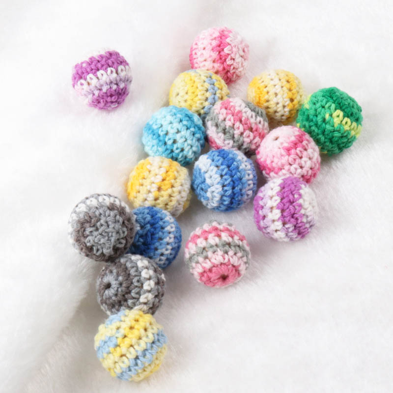 Doppel farbe Elegante 20mm Häkeln Perlen Wolle Garn Für Wählen Gestrickte Durch Baumwolle Gewinde DIY Schmuck Machen 5 Stck