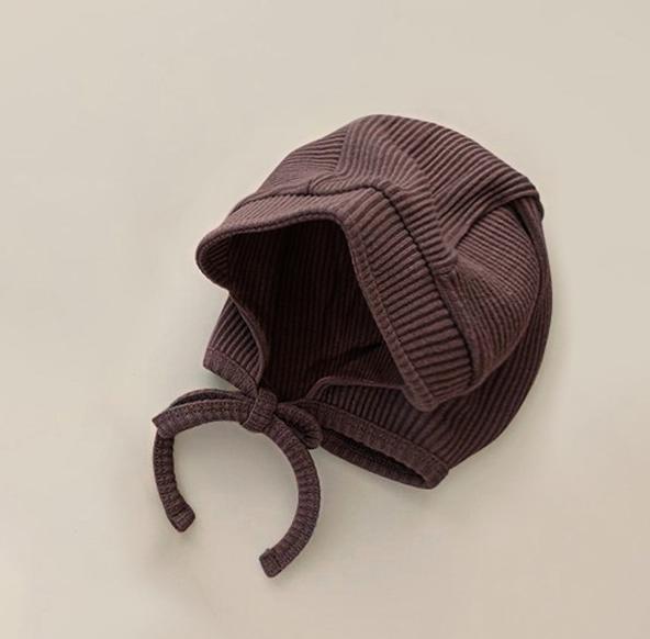 Primavera autunno carino nuovi cappelli tinta unita 2022 neonate cappellini moda fiocco in pizzo fascia per capelli 0-24 mesi: brown hat