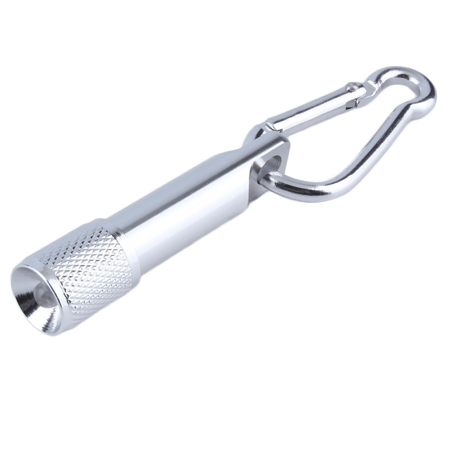 Mini Flashilight Zaklamp Karabijnhaak Sleutelhanger Haak Lamp Draagbare 5 Led Mini Zaklamp Licht Fakkel Aluminium Sleutelhanger: Zilver