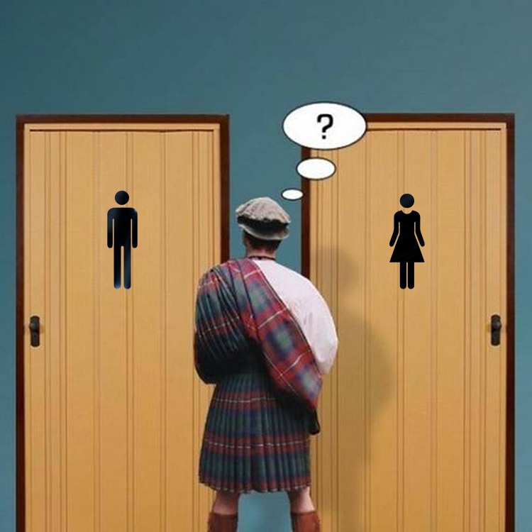 Pegatinas de espejo 3D acrílico divertido para puerta de baño, señal de entrada para hombre y mujer, adhesivo para baño, Mural artesanal, calcomanías de decoración para puerta y pared del hogar