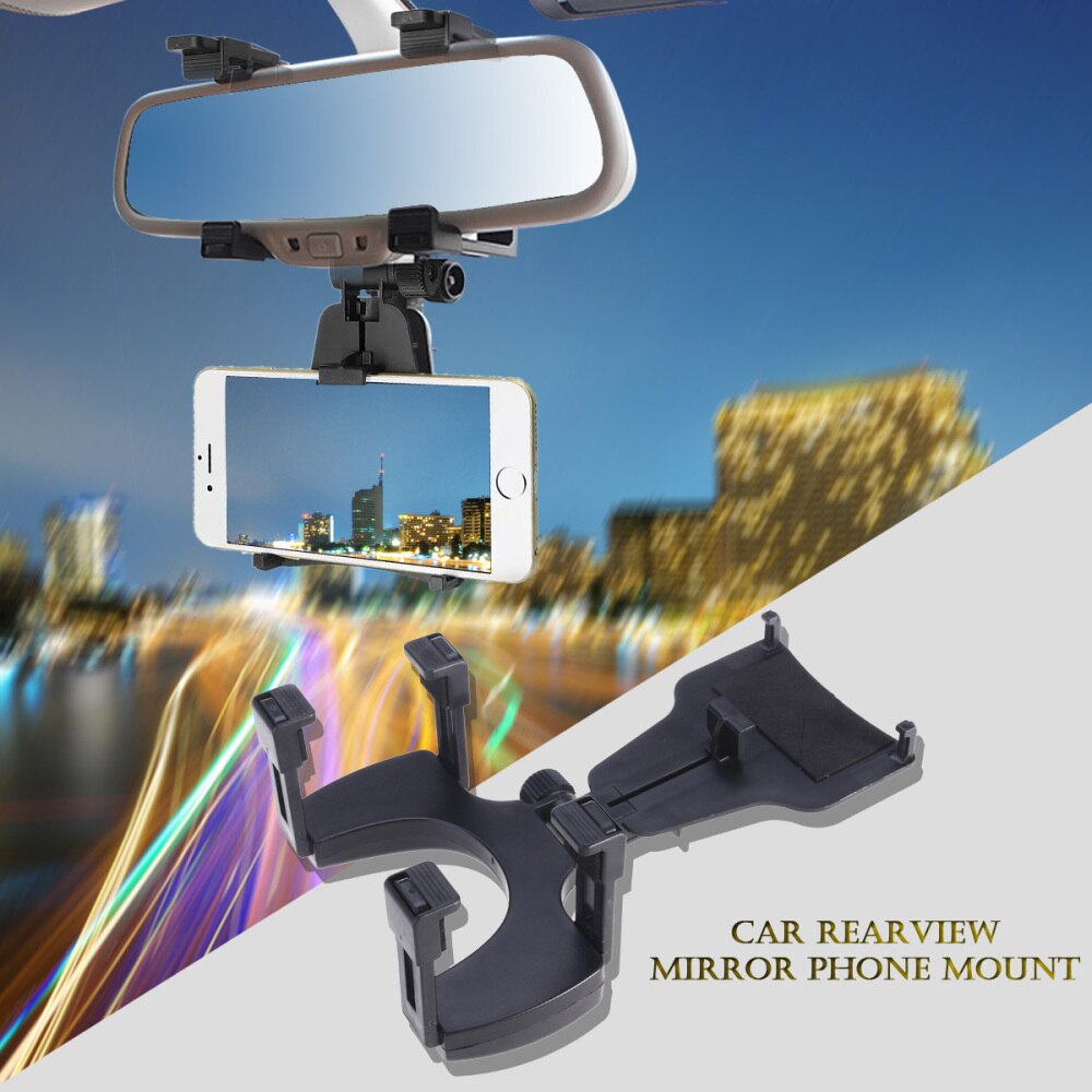 Cell Phone Car Mount Review Mirror Phone Holder Cradle Stand for GPS (Black)