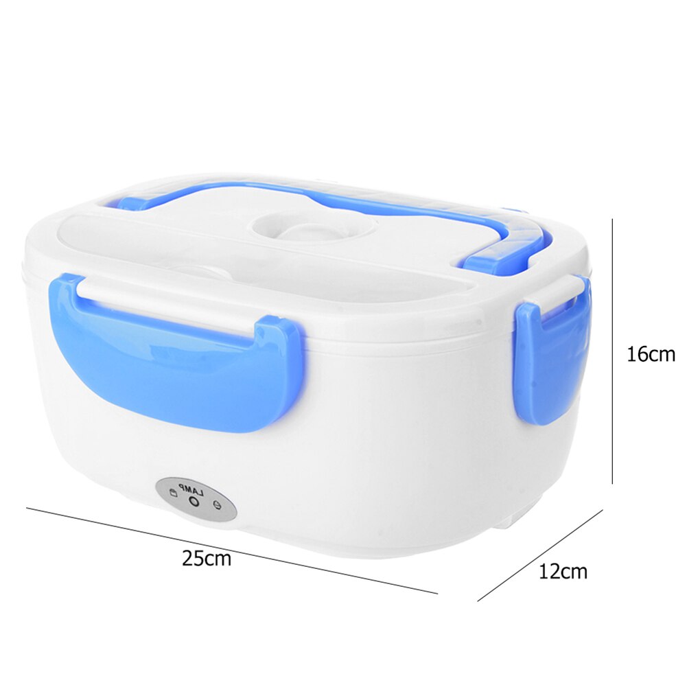 Electric Lunch Box with Spoon Portable Electric Heating Food Heater Rice Container for Office Car Lunch Box: US plug Blue