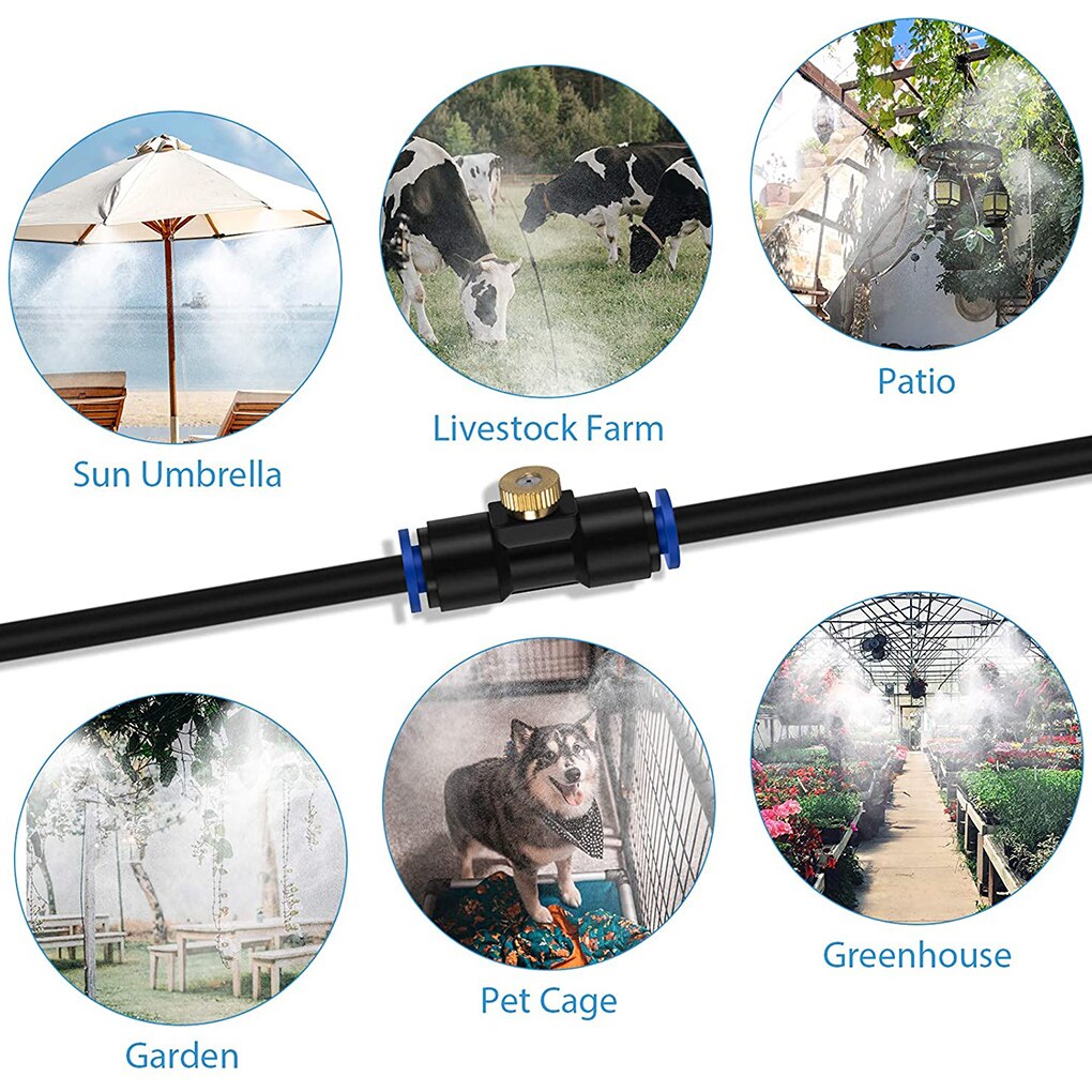 Water Spray Kit 20-60FT Wet Fog Garden Nebulizer Outdoor Misting System Water Mist For Greenhouse Humidification Patio Cooling