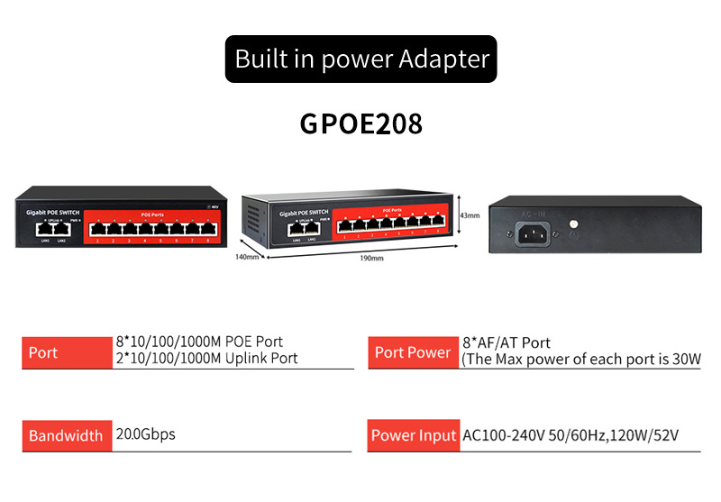 STEAMEMO-SSC Series POE Switch 4/6/8/16/24 Port, Active POE for IP Cameras, Wireless AP Switch, Gigabit IEEE 802.3 AF/AT: Yellow