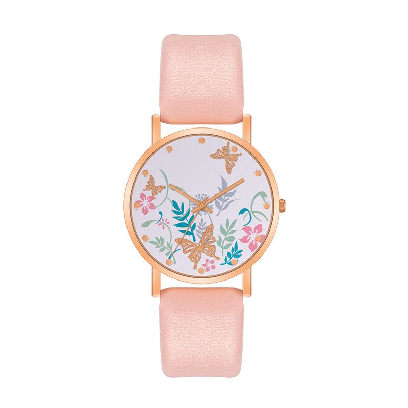 Reloj de mujer chapado en oro, reloj de Simple, reloj fino de cuarzo, ,: Pink