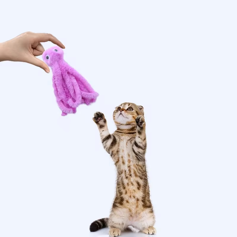 Juguete para gatos, lindo juguete de peluche de pulpo, dientes resistentes a mordeduras, juego interactivo, suministros para mascotas