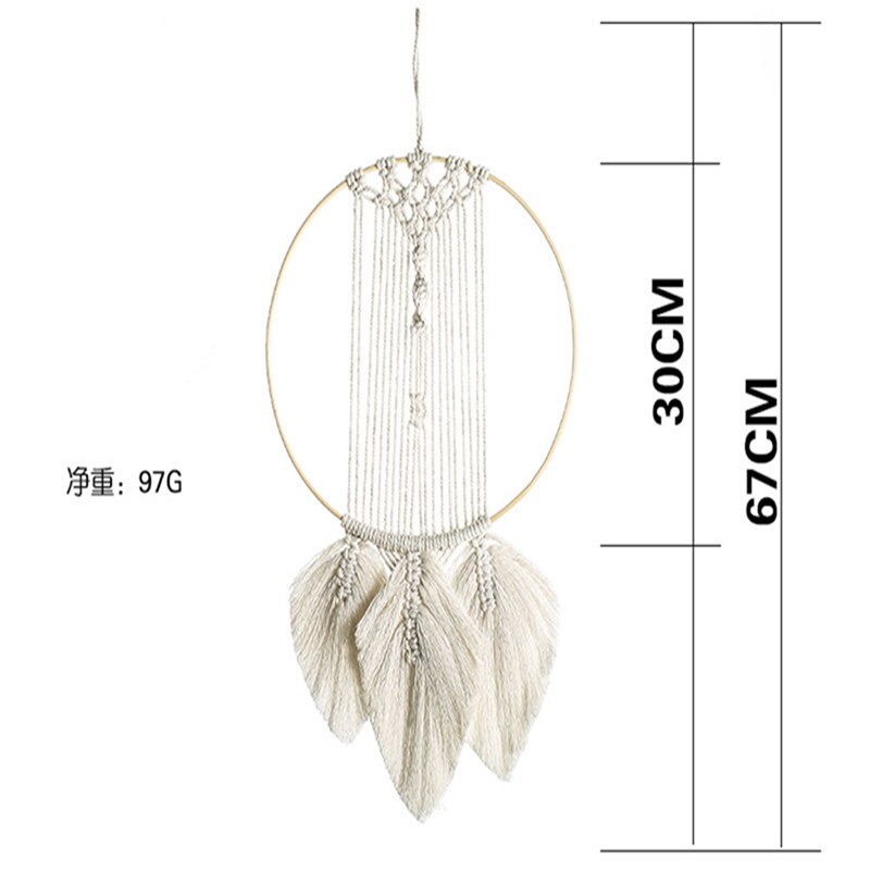 Boho blad macrame vægophængning gobelin macrame dreamcatcher soveværelse indretning værelse dekoration stue dekoration: Makrame  m0190