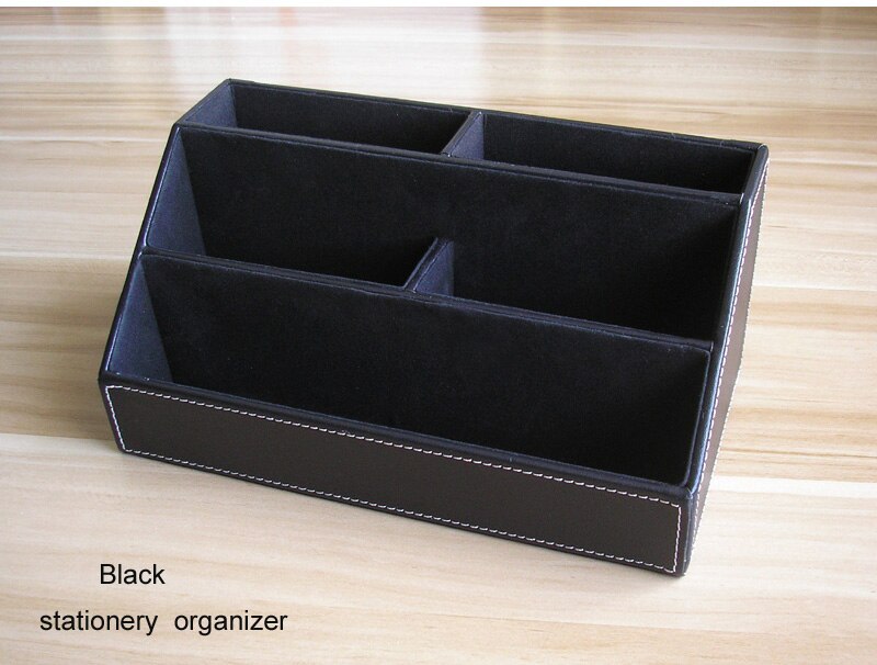 4 unids/set madera de cuero de puerco Oficina organizador para escritorio de oficina organizador de escritorio y papeleria negro brownK219
