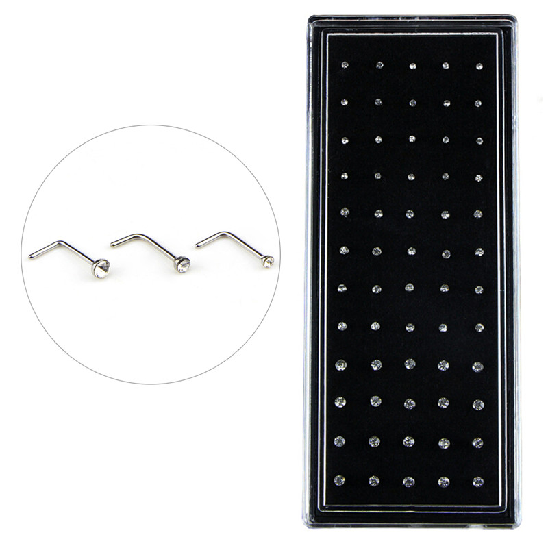 60 unids/set de Piercings de piedra de ópalo de titanio para nariz, nariz, aro nasal, Piercings, Septum, aro, aro, calibres, pendientes, Piercing para Septo: White