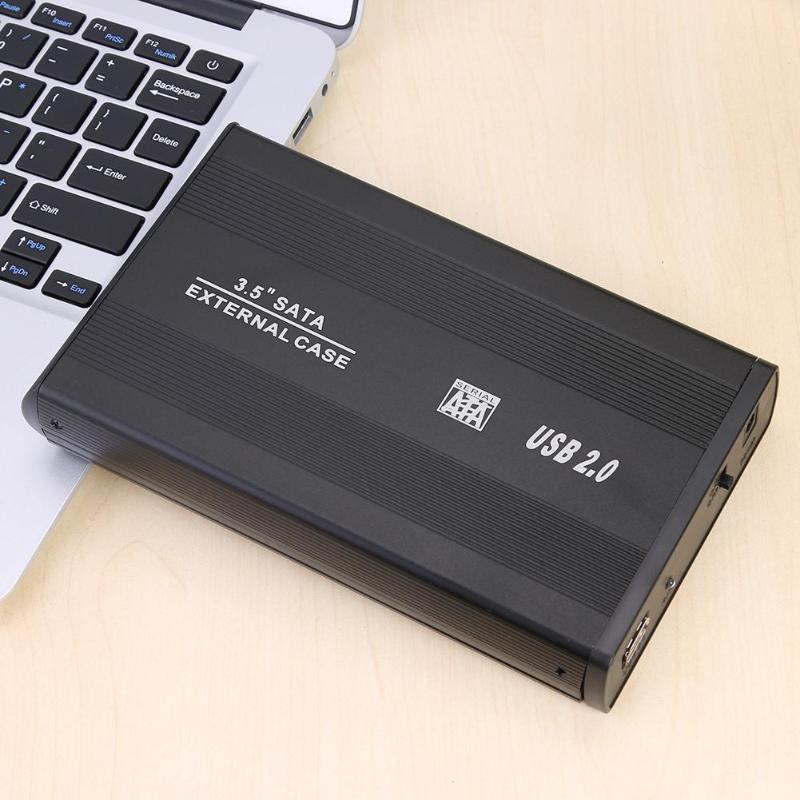 3.5 tums hårddiskfodral sata till usb 3.0/2.0 aluminiumlegering hdd-fodral extern hårddiskhölje med usb-kabel för pc-dator