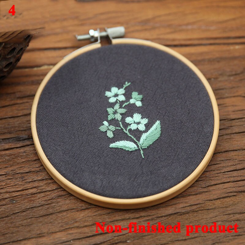 Nybegynner gjør-det-selv stemplet broderi startsett fargerike blomster planter mønster broderi stoff tråder verktøysett dekor kunstverk