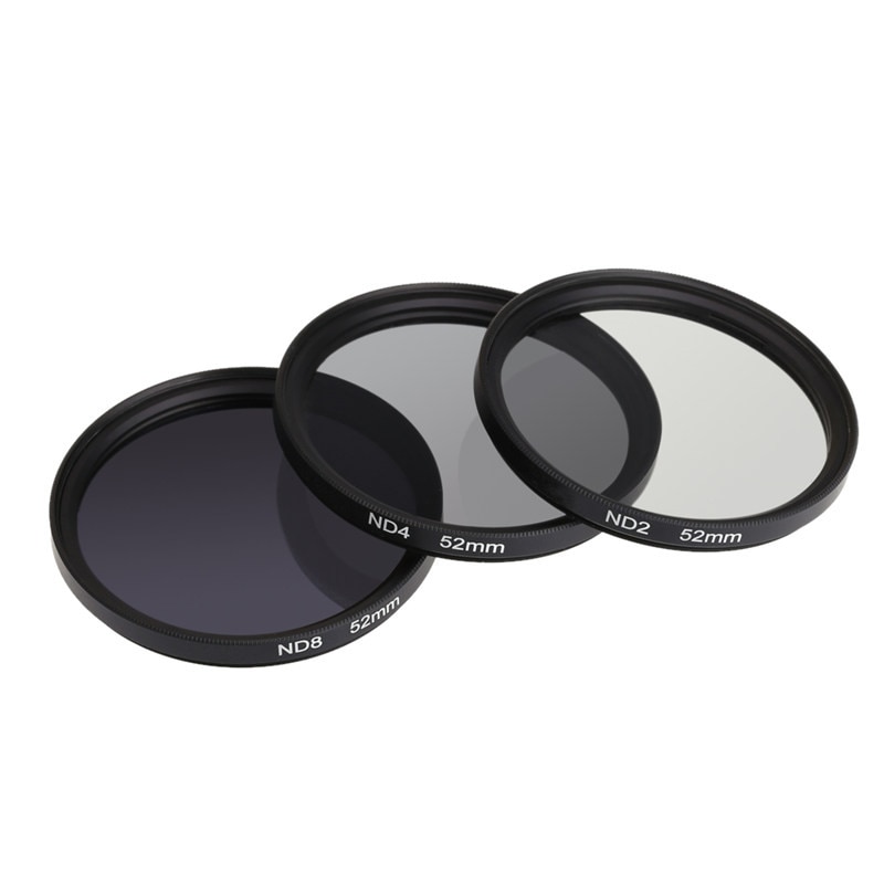 Filtro de densidade neutra 3 em 1 52mm, conjunto de filtro nd2 nd4 nd8 para nikon e sony, para canon eos 7000 5100 5200 x dslr