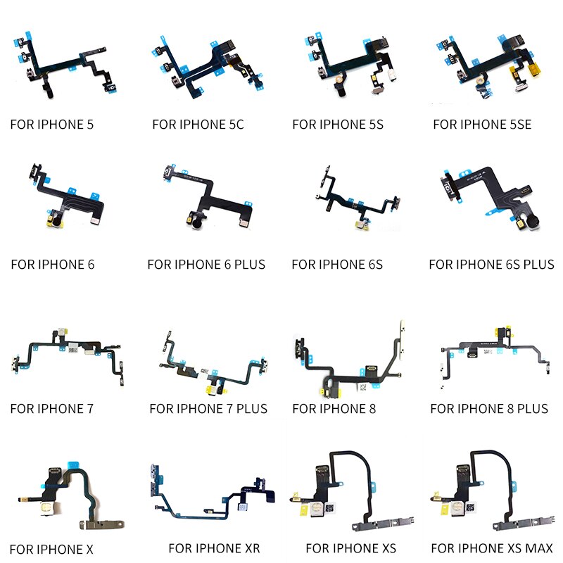 Power Flex Kabel mit Metall Für iPhone 5 5S SE 6 6S 7 8 Plus X XS MAS XR Volumen Schalter Auf Off Taste Ersatzteil Ersatz