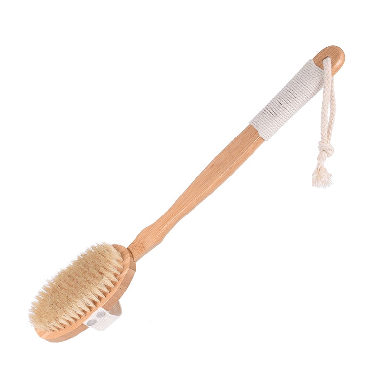 cepillo de baño Cerda natural, mango súper largo, cerdas de madera, cepillo suave para frotar el cabello, cepillo de ducha de masaje, cepillo para el cuerpo