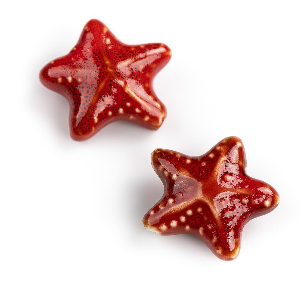 40 # Colgante de cuentas de cerámica de estrella de mar grande roja, forma especial de , fabricación de joyas de porcelana para collar y pulsera, 2 uds. # XN171: Morado