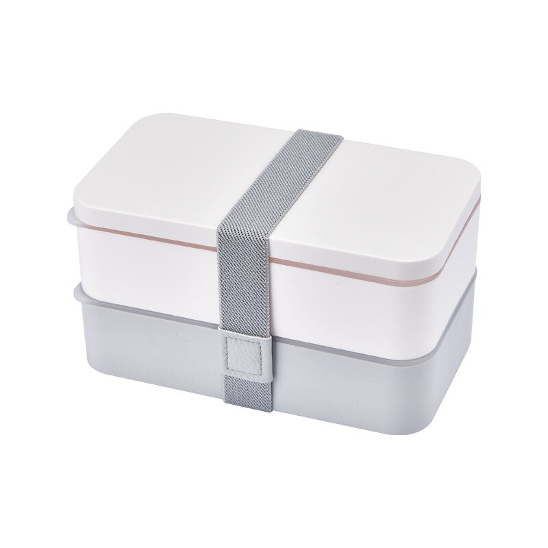 1200ml Double Layers Lunch Box With Spoon and Fork Healthy Plastic Bento Boxes Microwave Food Storage Container Lunchbox: Gray