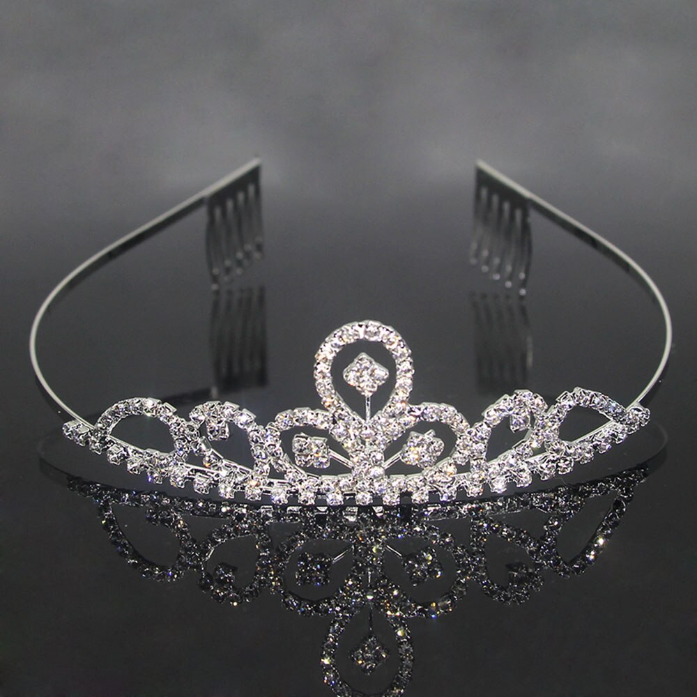 Carddoor Schattige Prinses Tiara 'S Bruiloft Haarbanden Bridal Crown Kammen Strass Haaraccessoires Meisjes Kid Mode Haar Sieraden: 6