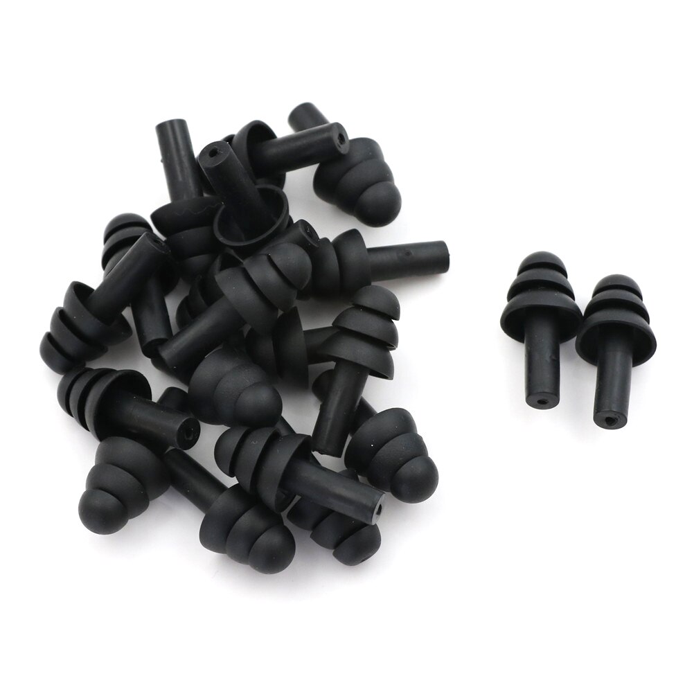 Tapones de silicona blanda para los oídos, para los oídos, para el estudio, para dormir, nadar, deportes acuáticos, cómodos, 10 pares: Black