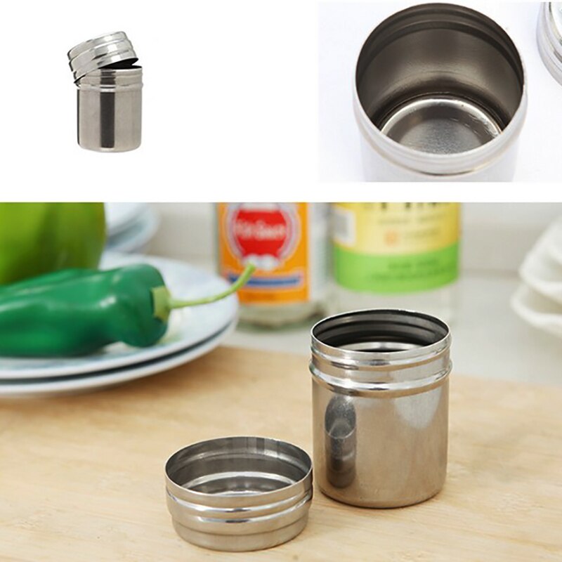 Stainless Steel Lid Condiment Pot Seasoning Bottle Glass Kitchen Supplies And Materials Saltcellar Rotational Regulation