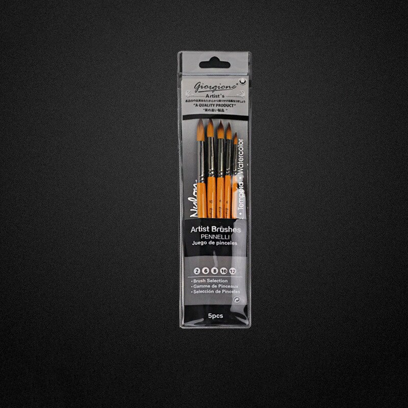 Acuarela pintura gouache cepillo de nylon de pelo 5 palos arte juego de bolígrafos para pintar estudiante de arte material de pintura material: Amarillo