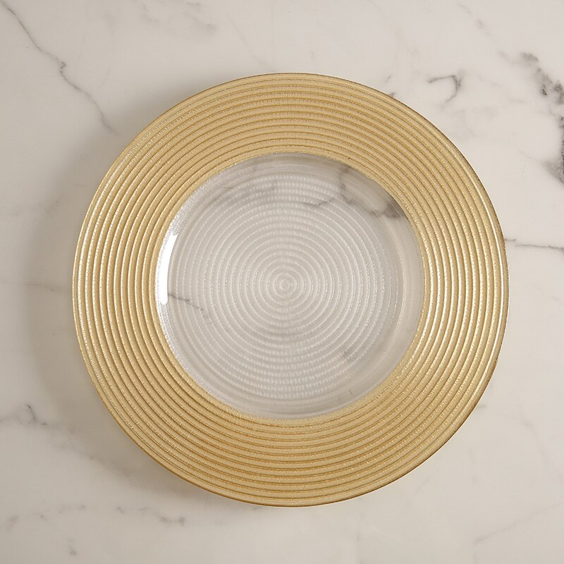 Christmas Luxury Plate Set Dinning Modern Serving Dishes Sets Glass Plate Europen Golden Talerze Obiadowe Dinnerware DL60PZ: 13 inch plate