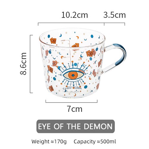 500ml Kreative Skala Glas Becher Frühstück Espresso Coffe Tasse Wein Gläser Haushalt Paar Wasser Tasse Sonnen Auge aufbringen Getränk: B